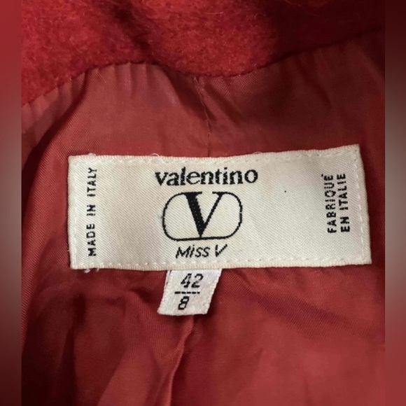 Valentino Miss V Red Wool Coat size 42/8 Mid-length - Picture 3 of 4